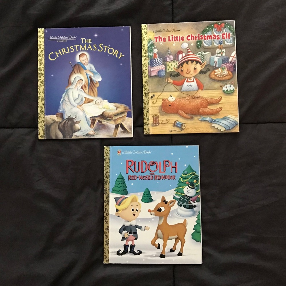 Lot of 3 Christmas Little Golden Books Rudolph, Christmas Story X-Mas Elf